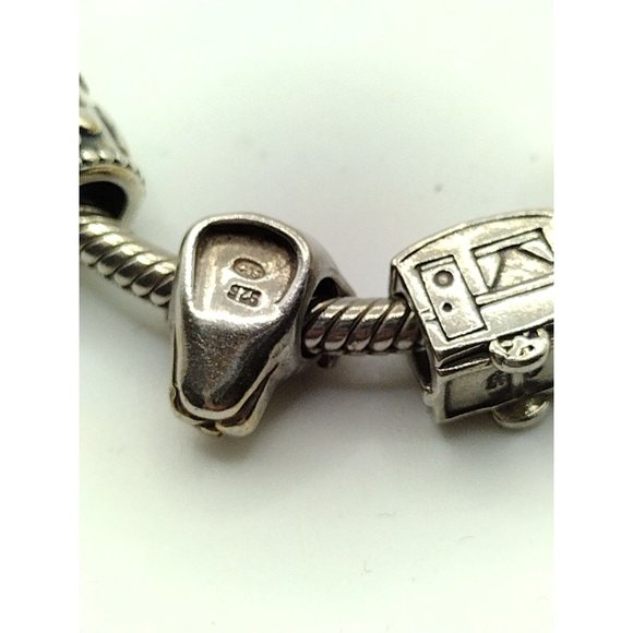 Sterling Silver Sliding Charm Reflection Beads Bracelet Dog Sled Reindeer 7.75" - Picture 9 of 9